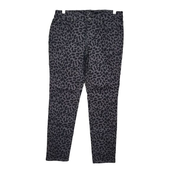 LOFT grey leopard print jeans - Picture 1 of 4